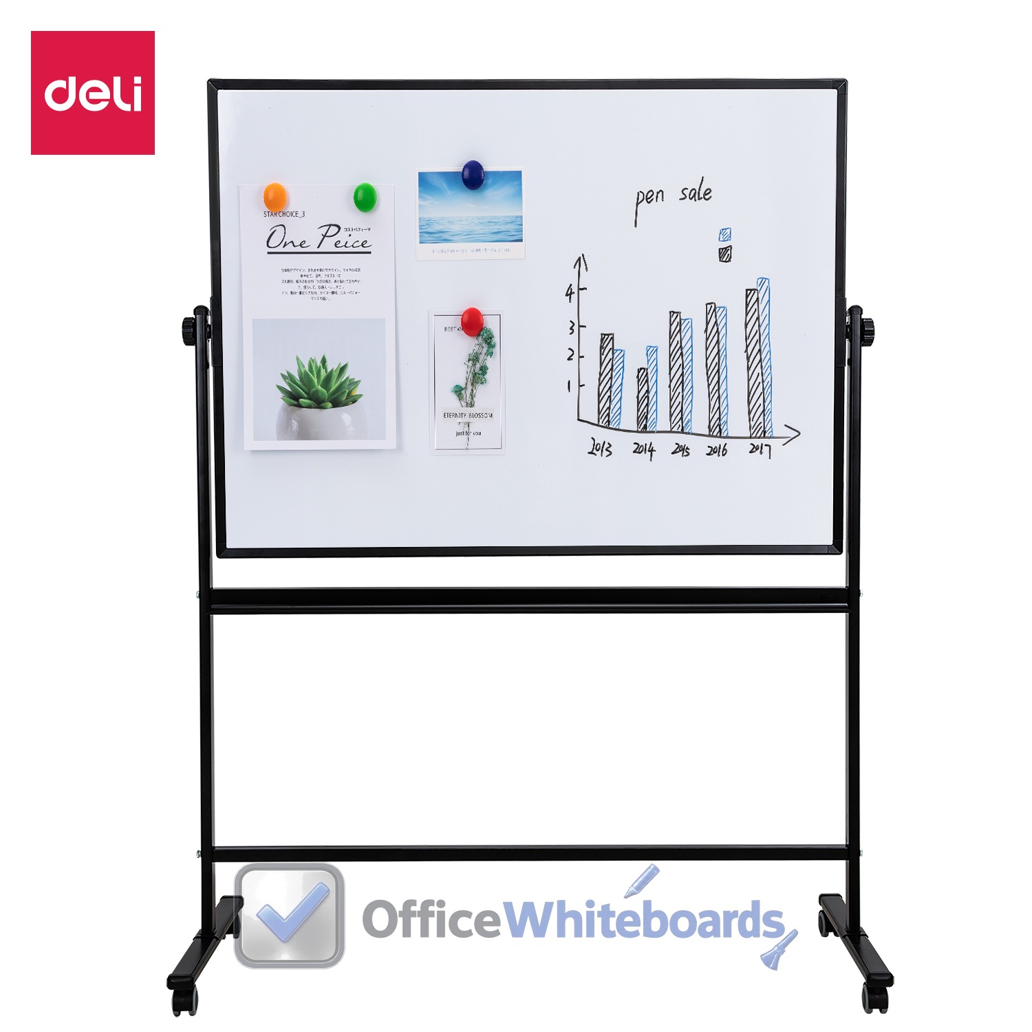 Deli Double-Side Whiteboard 900Γ1200 Silver β E7882