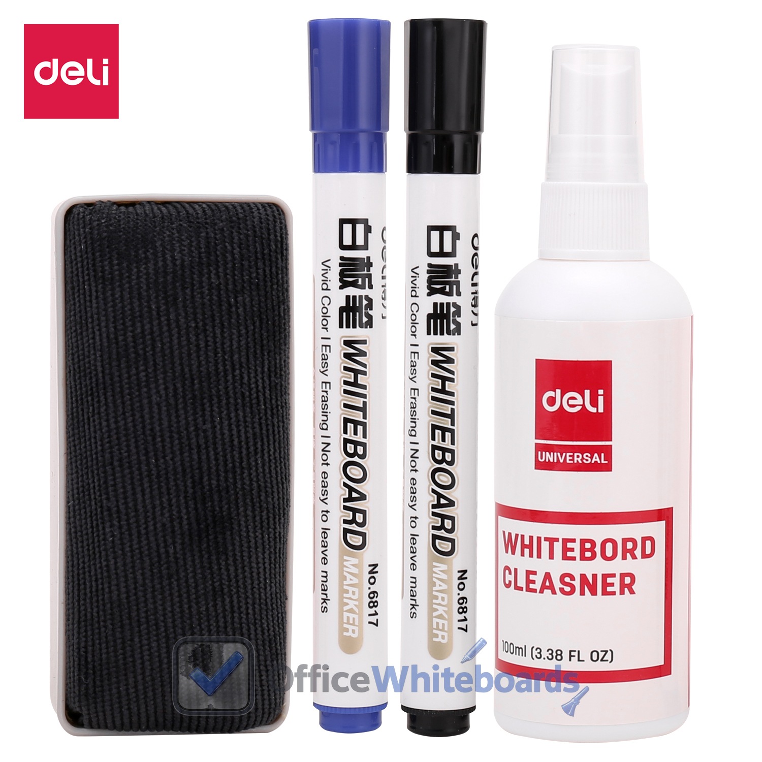 Deli Whiteboard Eraser Set Blister E7839