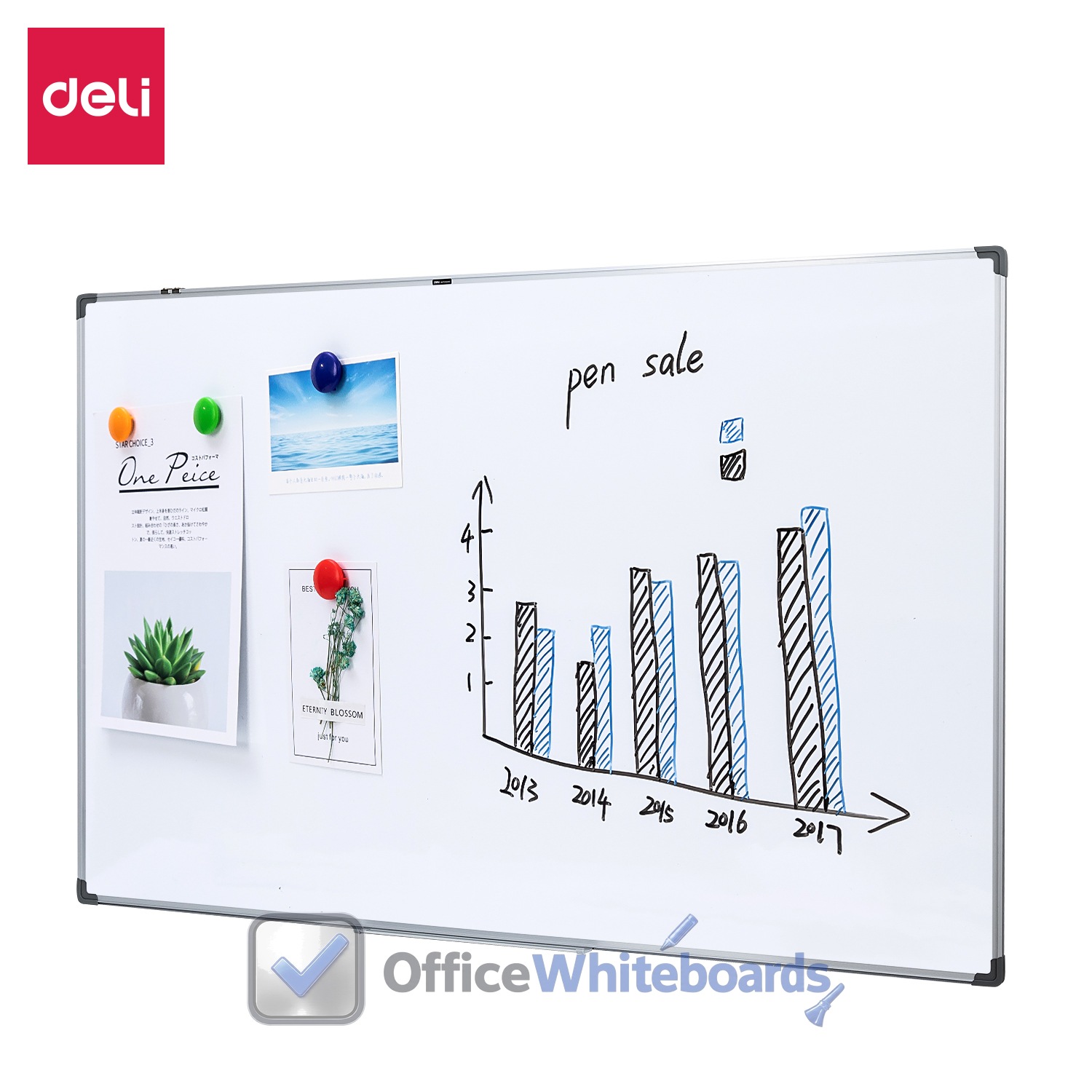 Deli Whiteboard 1200Γ1800mm Silver β E39037